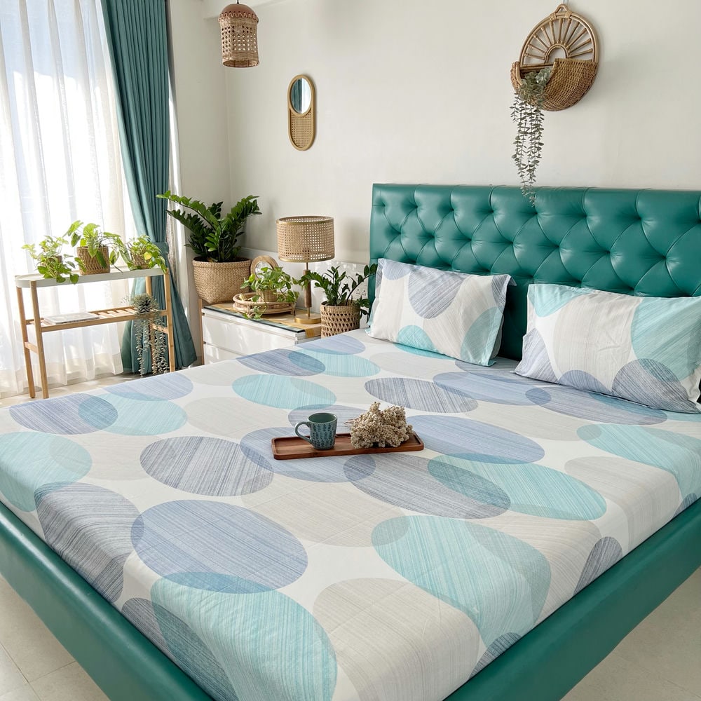Cotton Bedsheet + AC Blanket Combo Pack - (Combo 22 - Oval Blue + Tokyo)