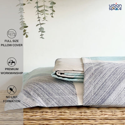Serene 200 TC 100% Cotton Single Printed Bedsheet with Pillow Covers - Oval Blue