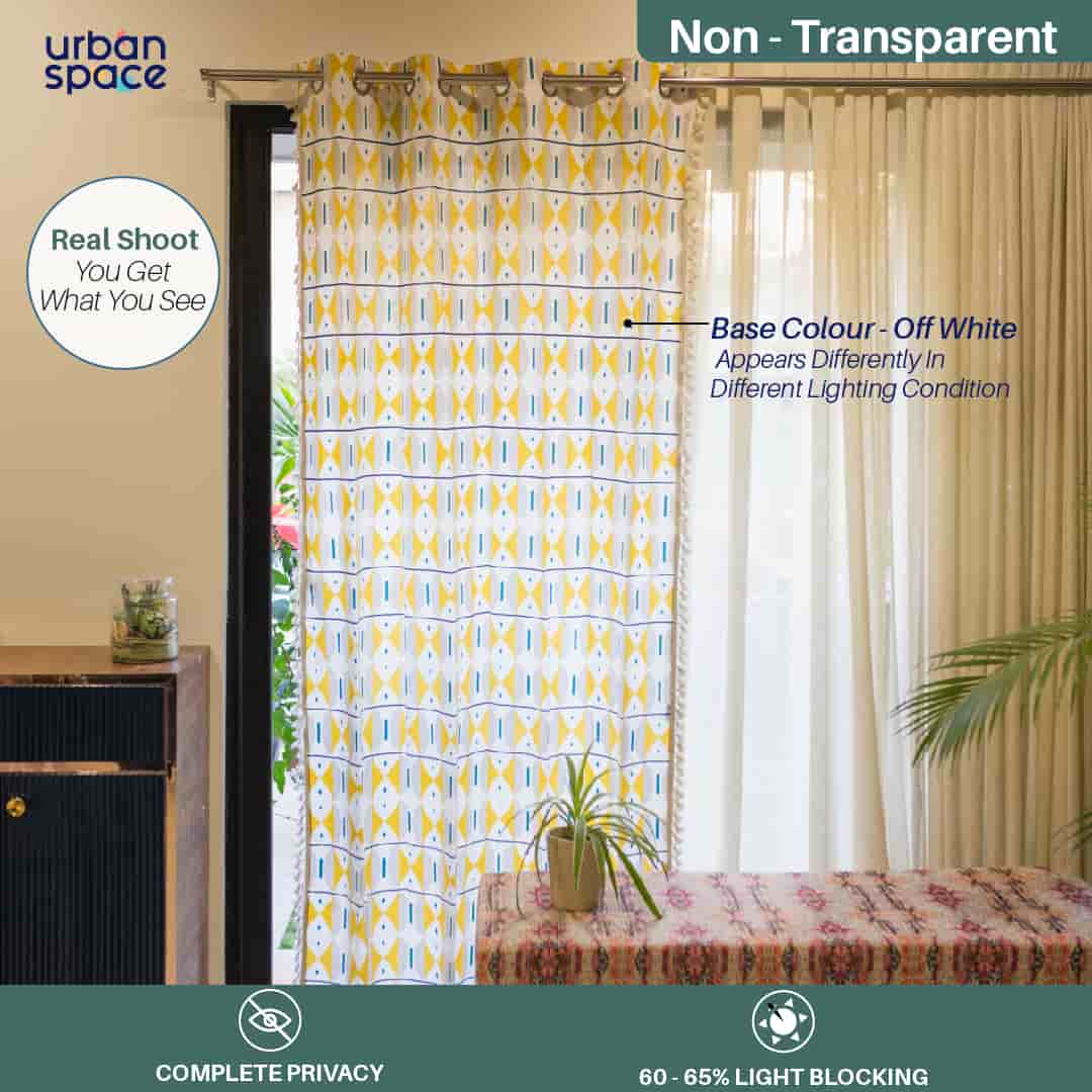 Bohemian 100% Cotton Curtains, Pack of 1 Curtain - Aztec Yellow