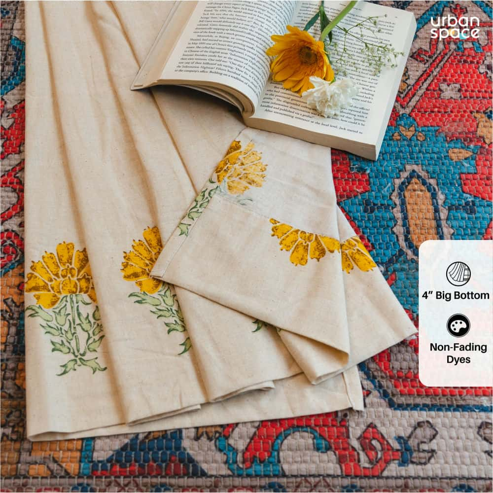 100% Cotton Room Darkening Curtains, Pack of 2 - Marigold Yellow