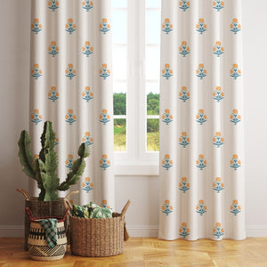 100% Cotton Curtains for Living Room, Bedroom curtains - Pack of 2 curtains, Sunflower - Yellow