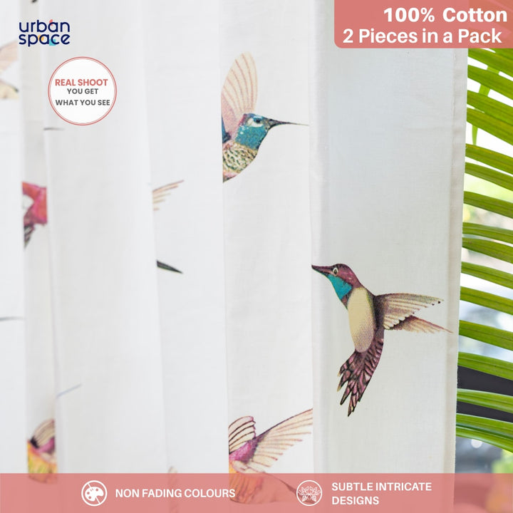 100% Cotton Curtains for Living Room, Bedroom curtains - Pack of 2 curtains, Macaw - Purple