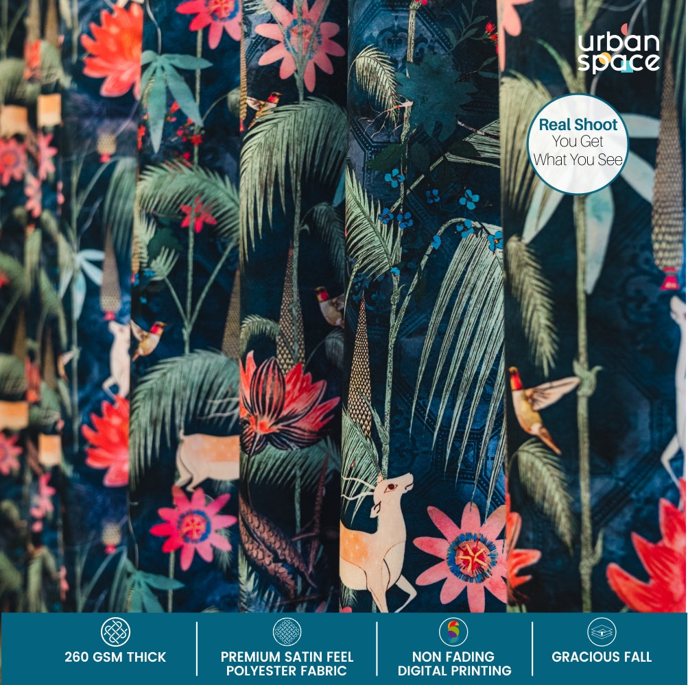 Room Darkening Digital Printed Curtains for Living Room,Bedroom and Nursery, Pack of 2 Curtains - Enchanted Forest