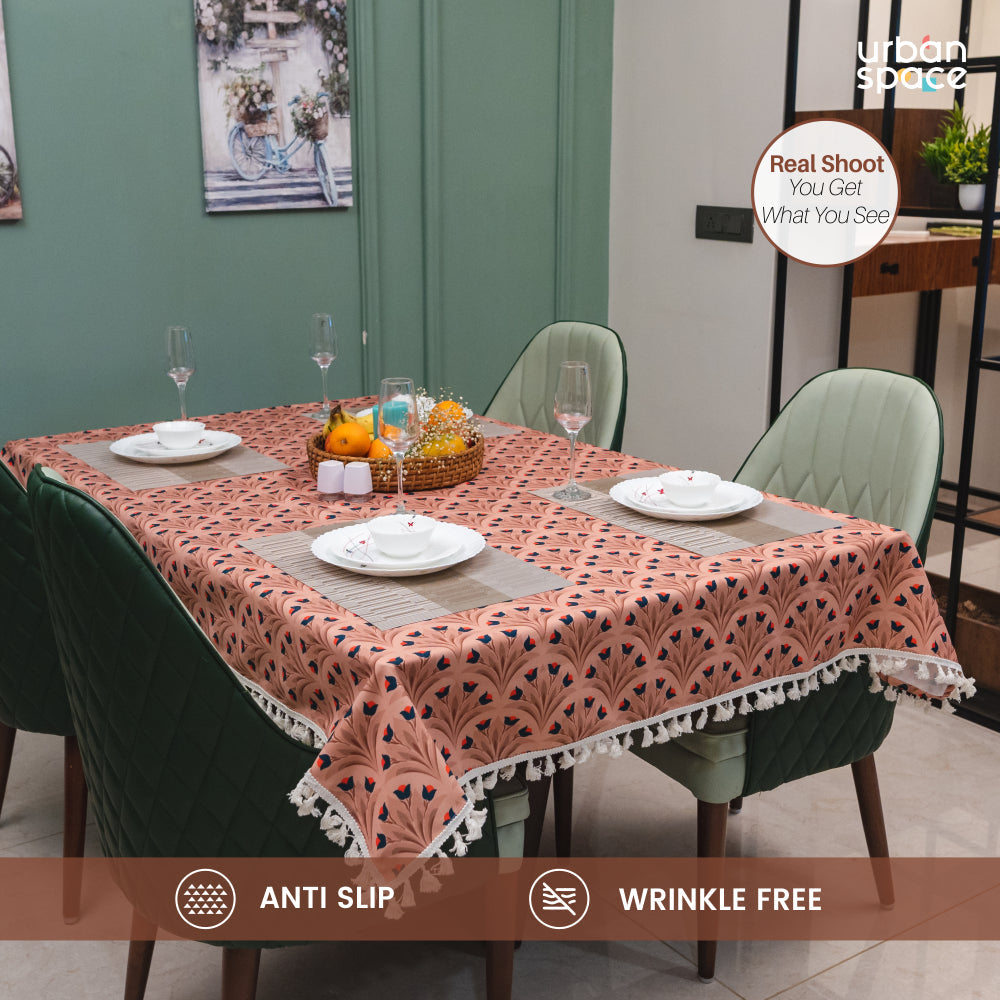 Sicilia : Anti Skid & Water resistant Linen textured Premium table cover for dining table - Chocolate Bouquet