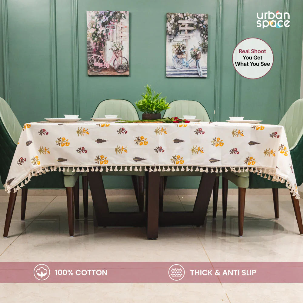 Cotton Curtains + Cotton Table Cover - (Combo 1 - High Garden Yellow + High garden Yellow)