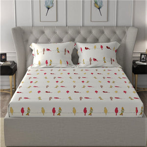 Fitted King Size Cotton Bedsheet - humming bird