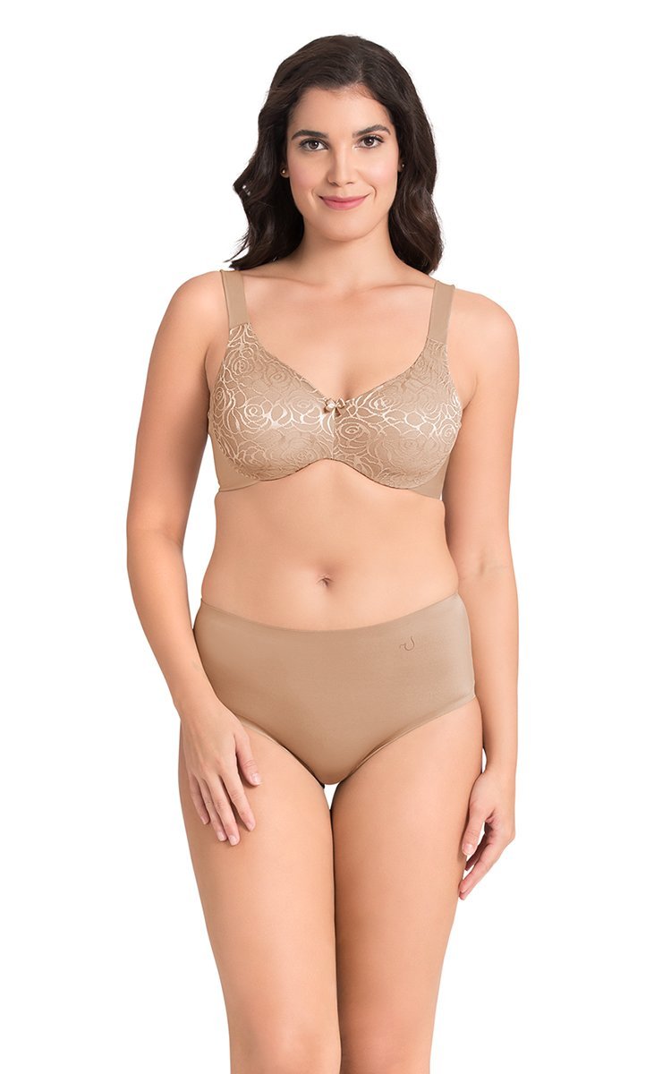 Ultimo Perfect Profile Non-Padded Wired Minimizer Bra - Lace Sandalwood