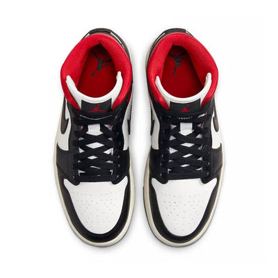 Wmns Air Jordan 1 Mid Black Sail Gym Red