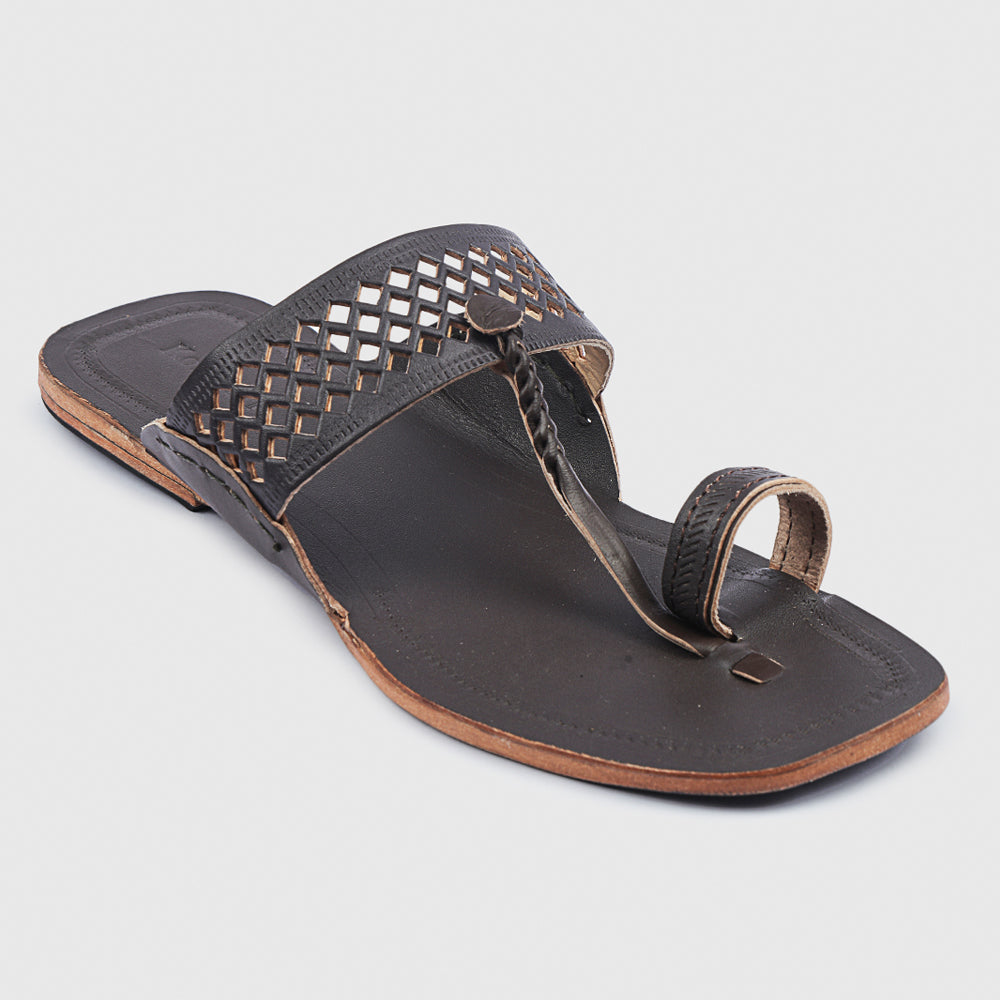 Brown Handstitched Leather Kolhapuri Men Slipper