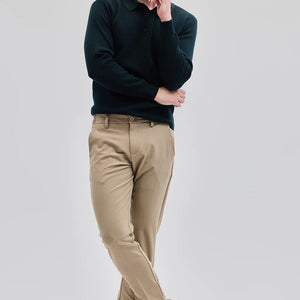 Dark Green Knitted Polo Sweater