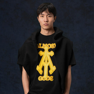 ALMOST GODS | ALPHA CROSS SPRAY PAINT TEE { BLACK