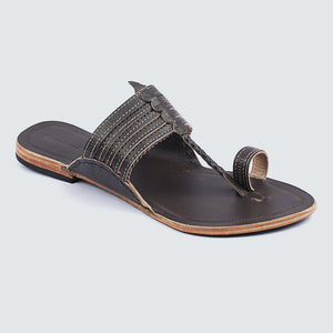 Brown Handstitched Leather Kolhapuri Men Slipper