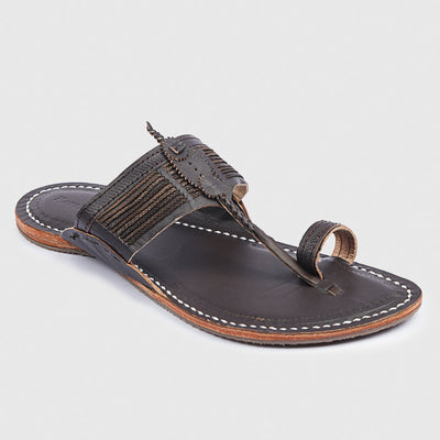 Brown Handstitched Leather Kolhapuri Men Slipper