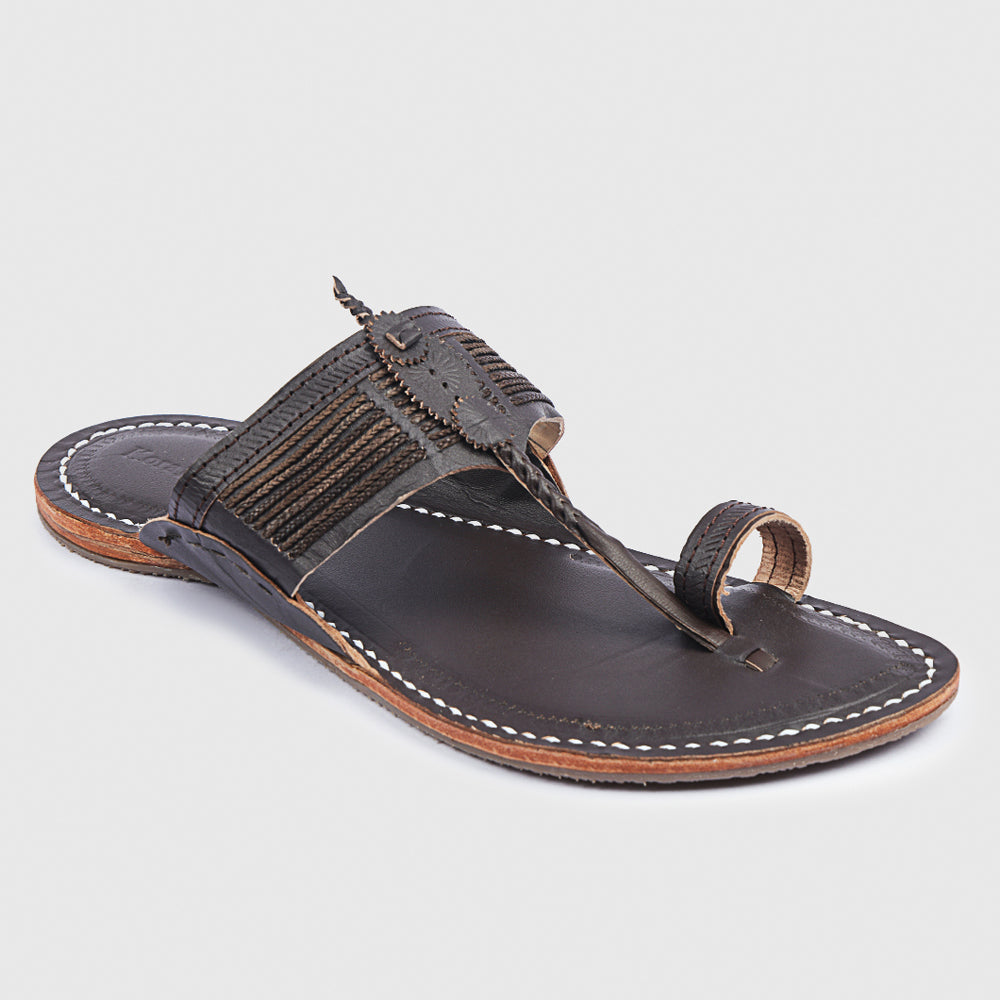 Brown Handstitched Leather Kolhapuri Men Slipper