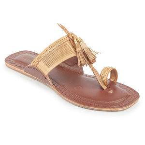 Brown Handstitched Leather Kolhapuri Women Slipper