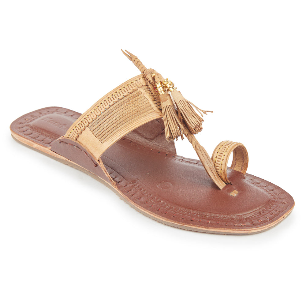 Brown Handstitched Leather Kolhapuri Women Slipper