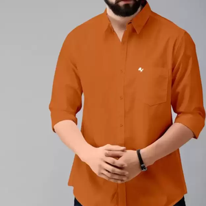 Premium Cotton Blend Solid Shirts (Orange)