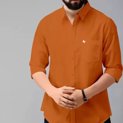 Premium Cotton Blend Solid Shirts (Orange)
