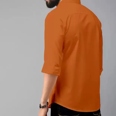 Premium Cotton Blend Solid Shirts (Orange)