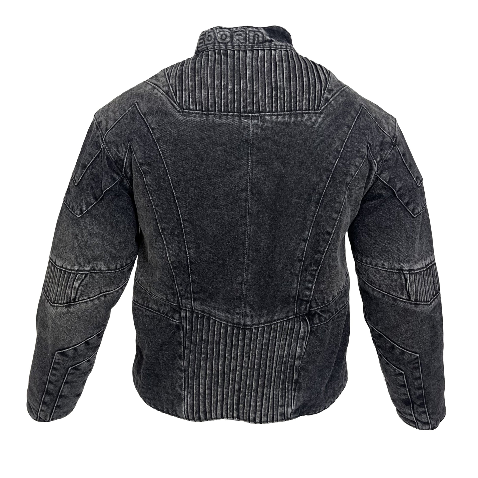 BIKER DENIM JACKET - DARK GREY