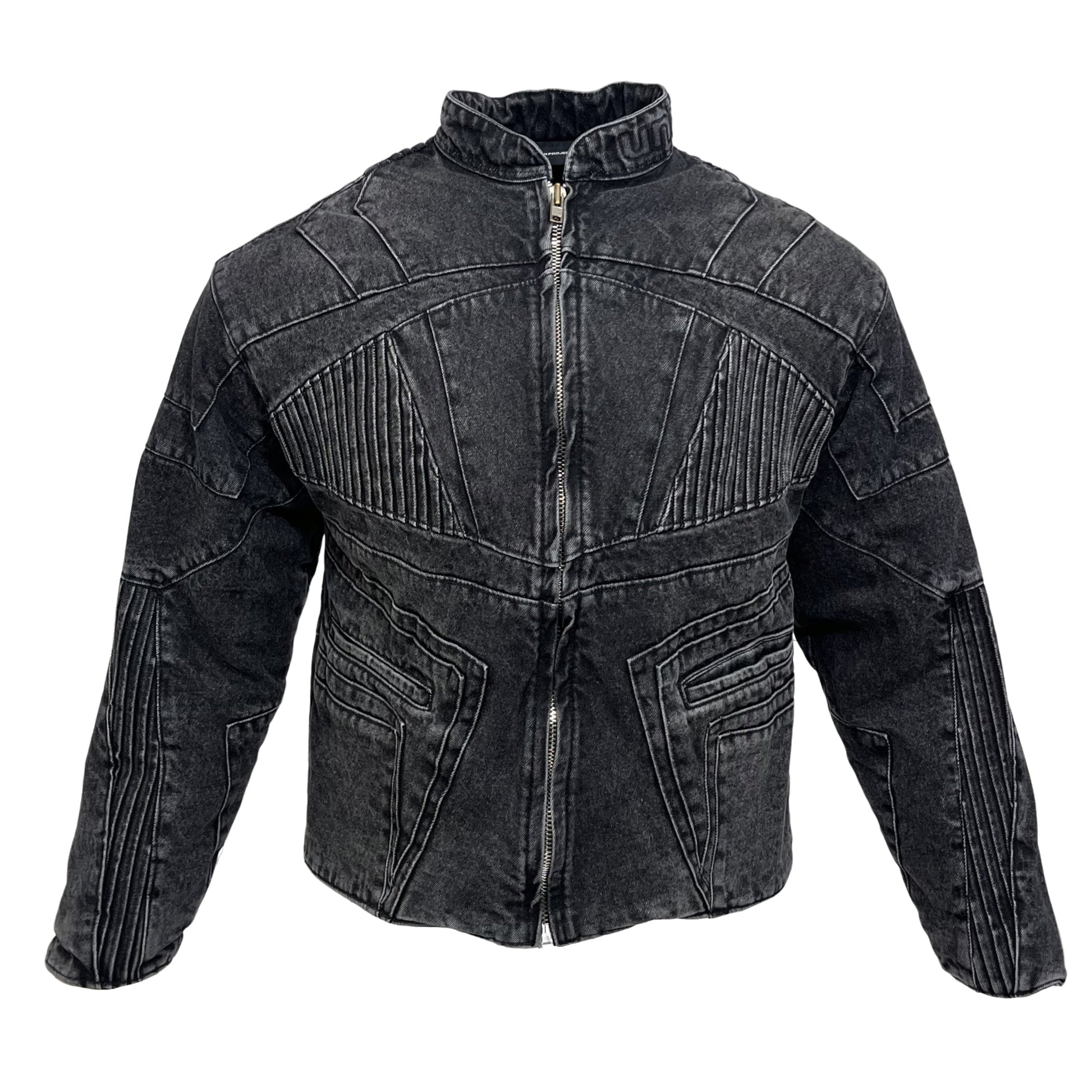 BIKER DENIM JACKET - DARK GREY
