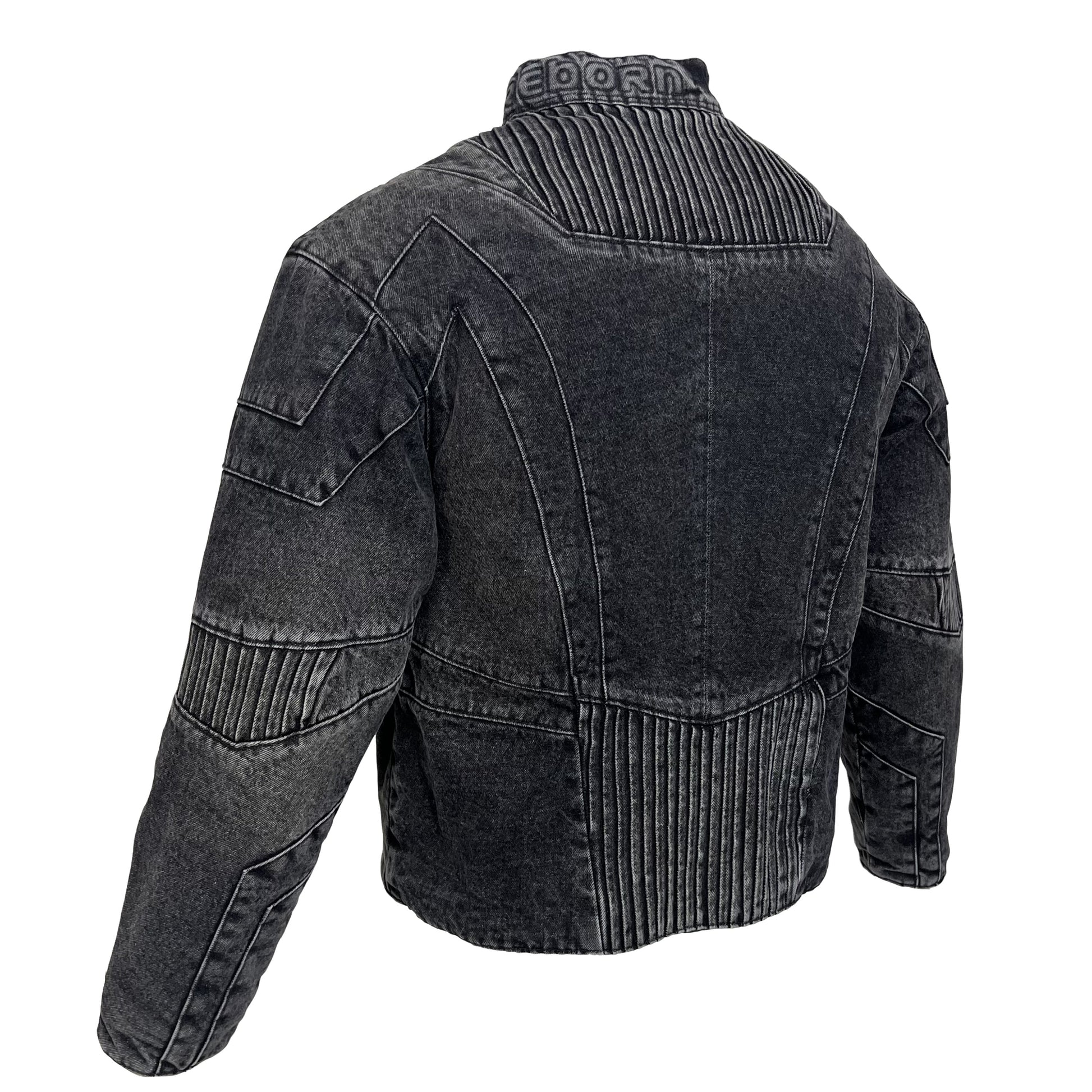 BIKER DENIM JACKET - DARK GREY