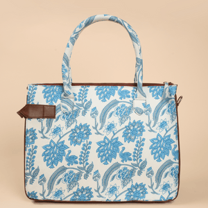 Frosty Blue Handblock Shoulder Bag
