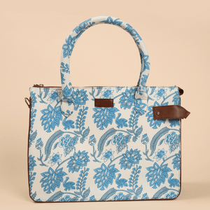 Frosty Blue Handblock Shoulder Bag