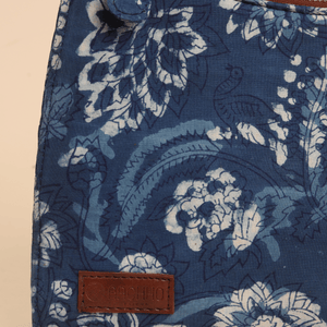 Indigo Deep Handblock Baguette Bag