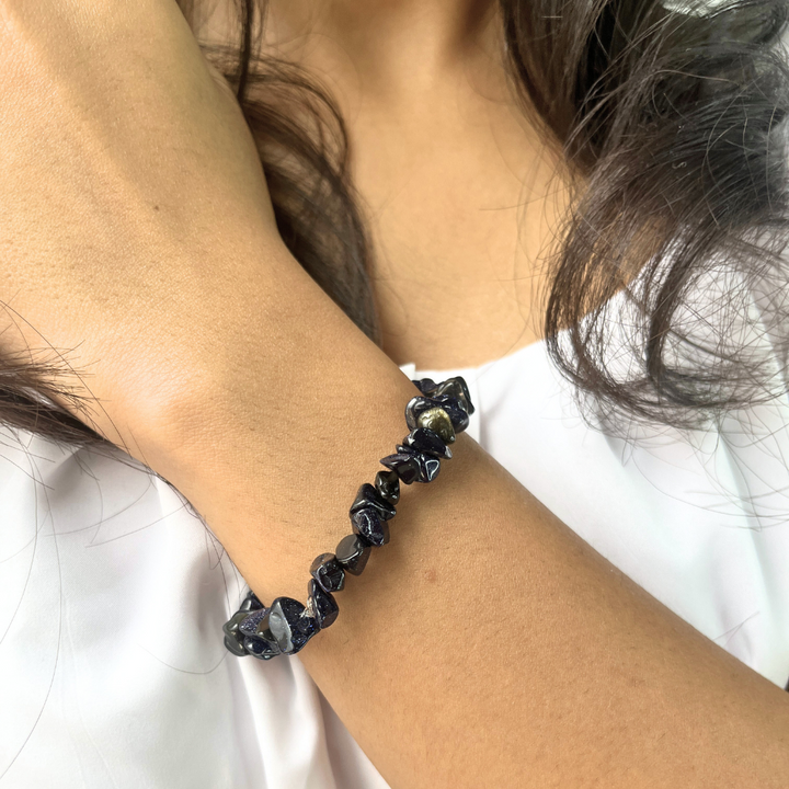 Charcoal Black Chips Crystals Bracelet for Women