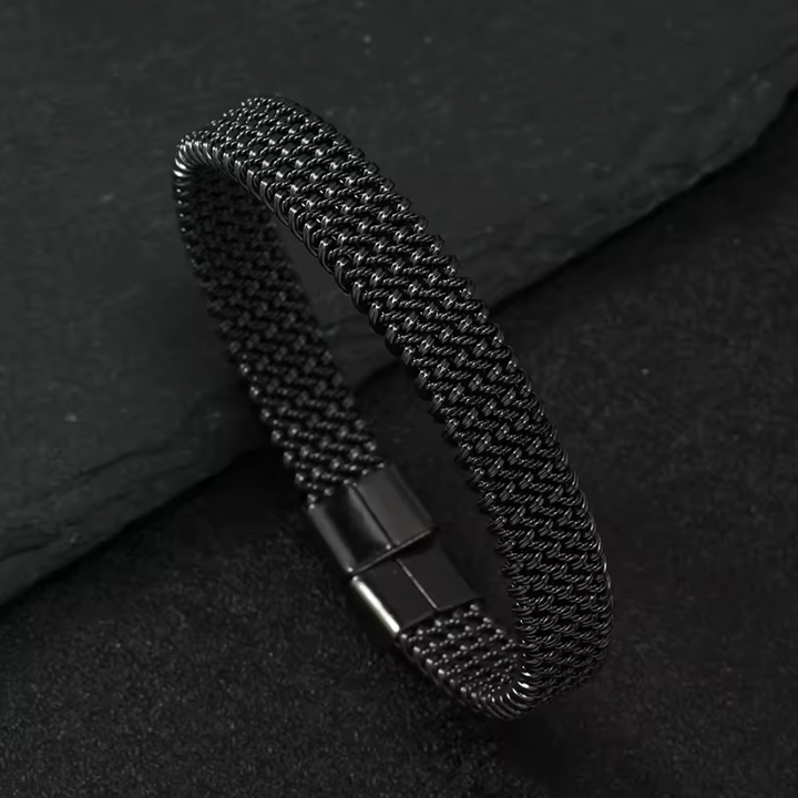 Black Plated Twisted Stainless Steel Cuff Bracelet For Men