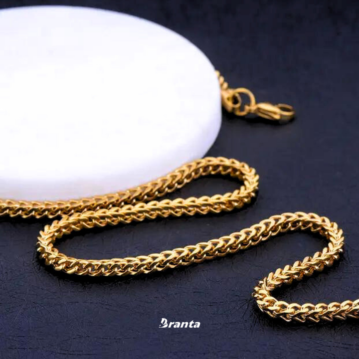 Gold Wheat Link Chain Necklace For Men (21 Inch)