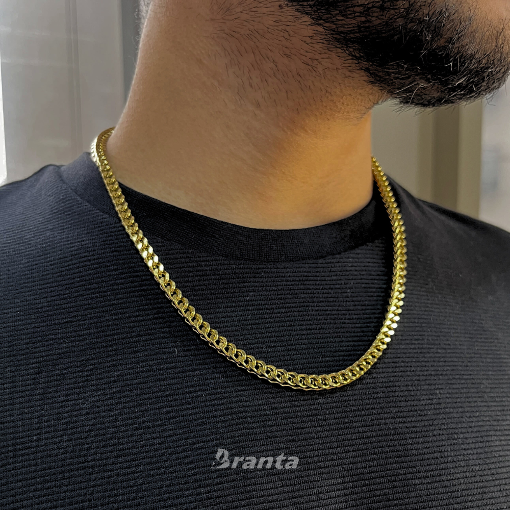 Gold Wheat Link Chain Necklace For Men (21 Inch)