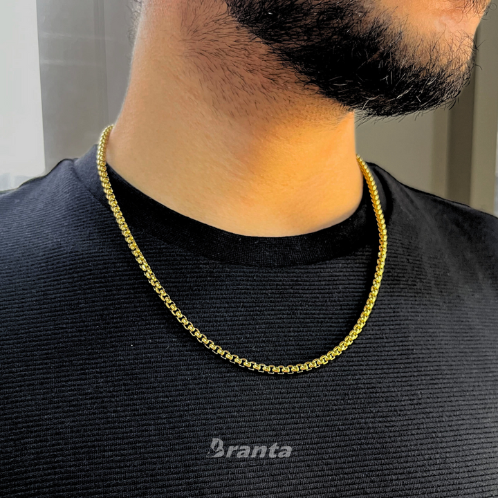 Gold Filled Box Chain Necklace For Men (21 Inch)