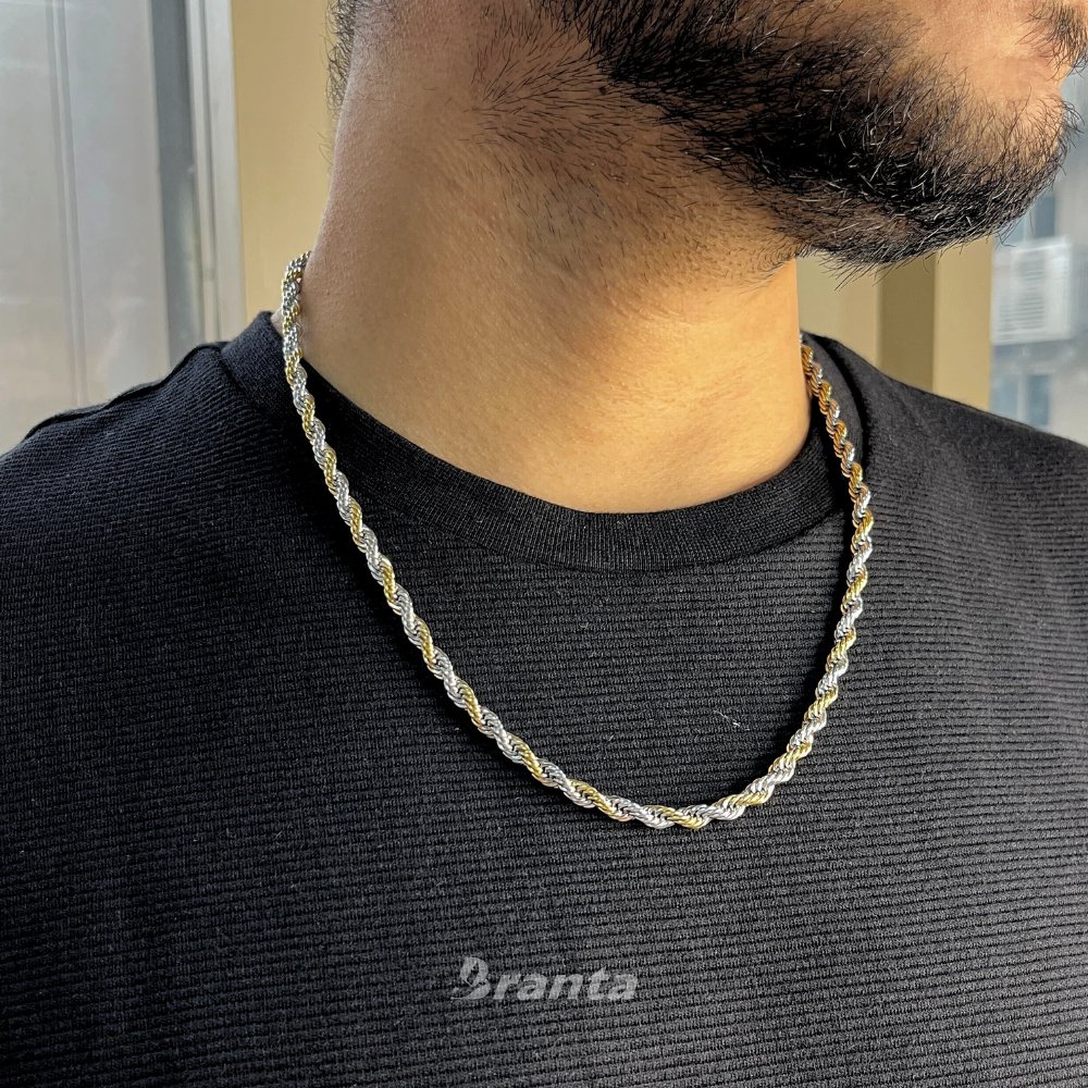 Branta Men's Gold & Silver Twist Chain (21.5 Inch)