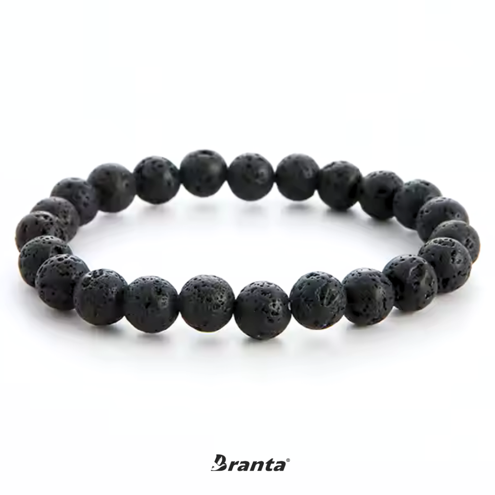 Black Lava Rock Stone Bracelet For Men