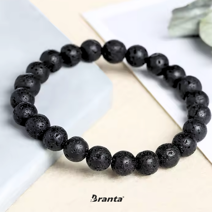 Black Lava Rock Stone Bracelet For Men