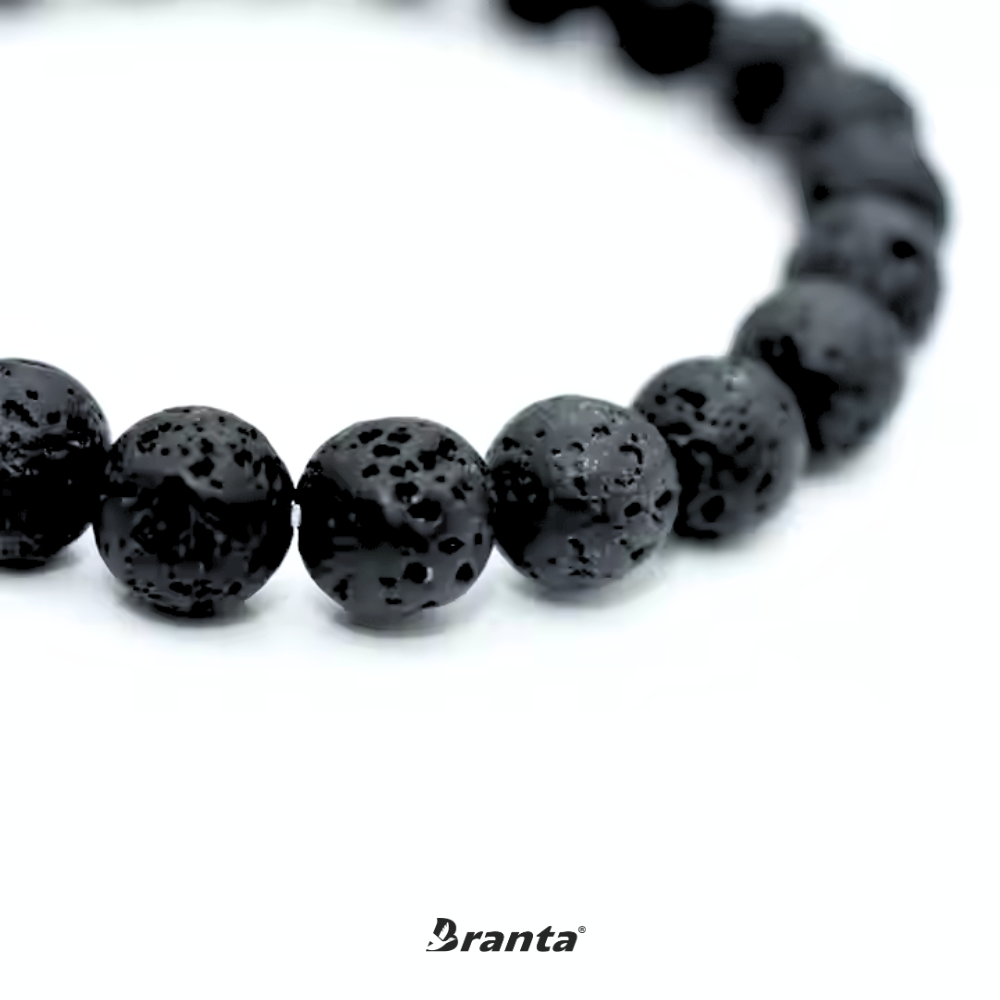 Black Lava Rock Stone Bracelet For Men