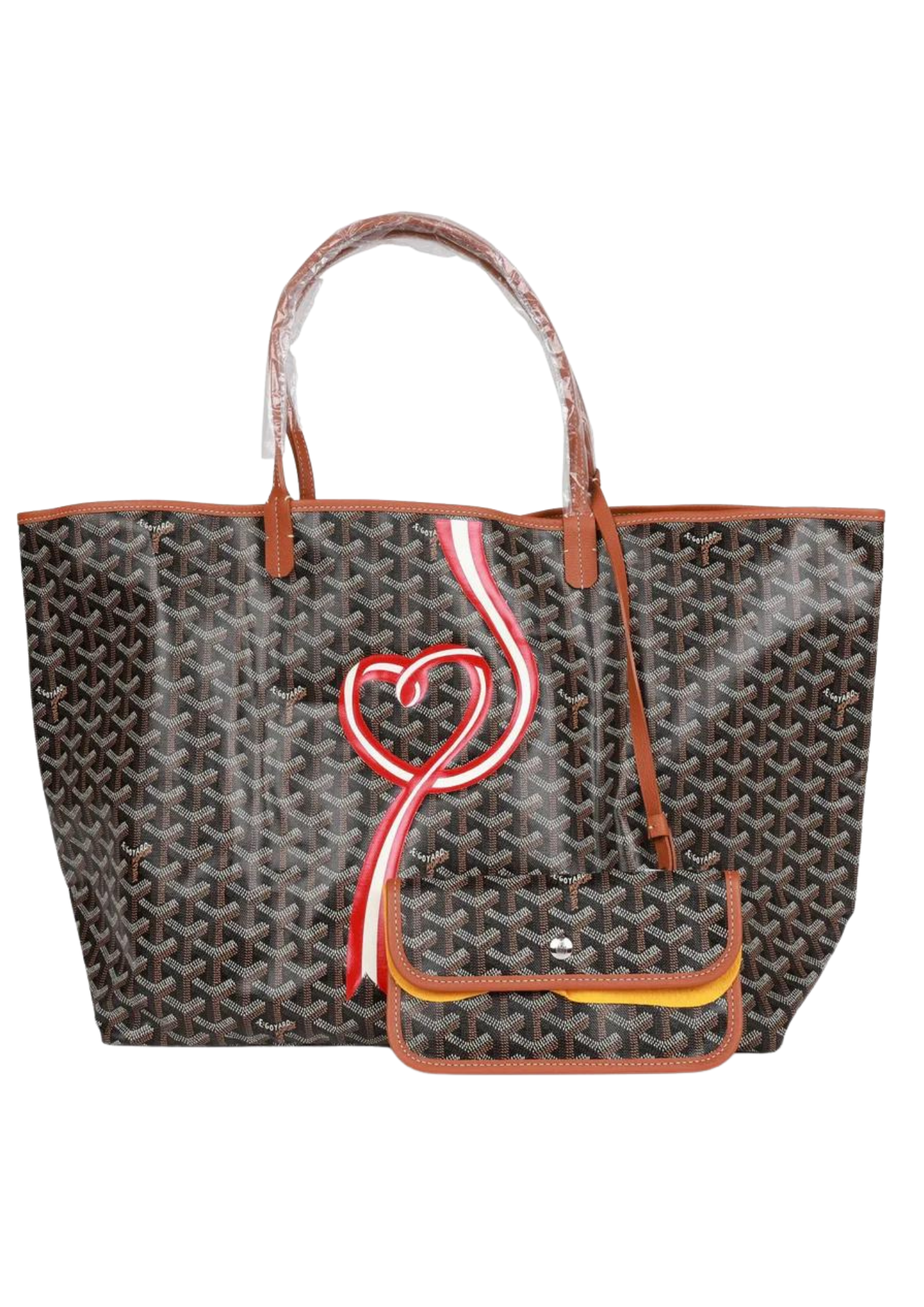 Goyard Goyardine Black Hand-Painted Coeur Ruban St. Louis GM Tote Bag Silver Hardware