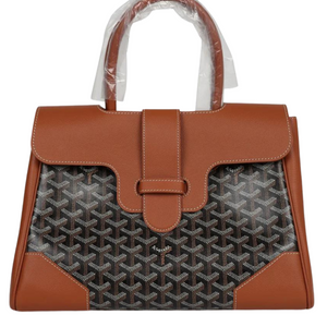 Goyard Saigon Tote Black & Brown Goyardine Canvas Palladium Hardware