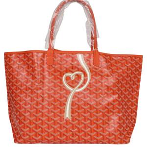 Goyard Goyardine Orange Hand-Painted Coeur Ruban St. Louis PM Tote Bag Palladium Hardware