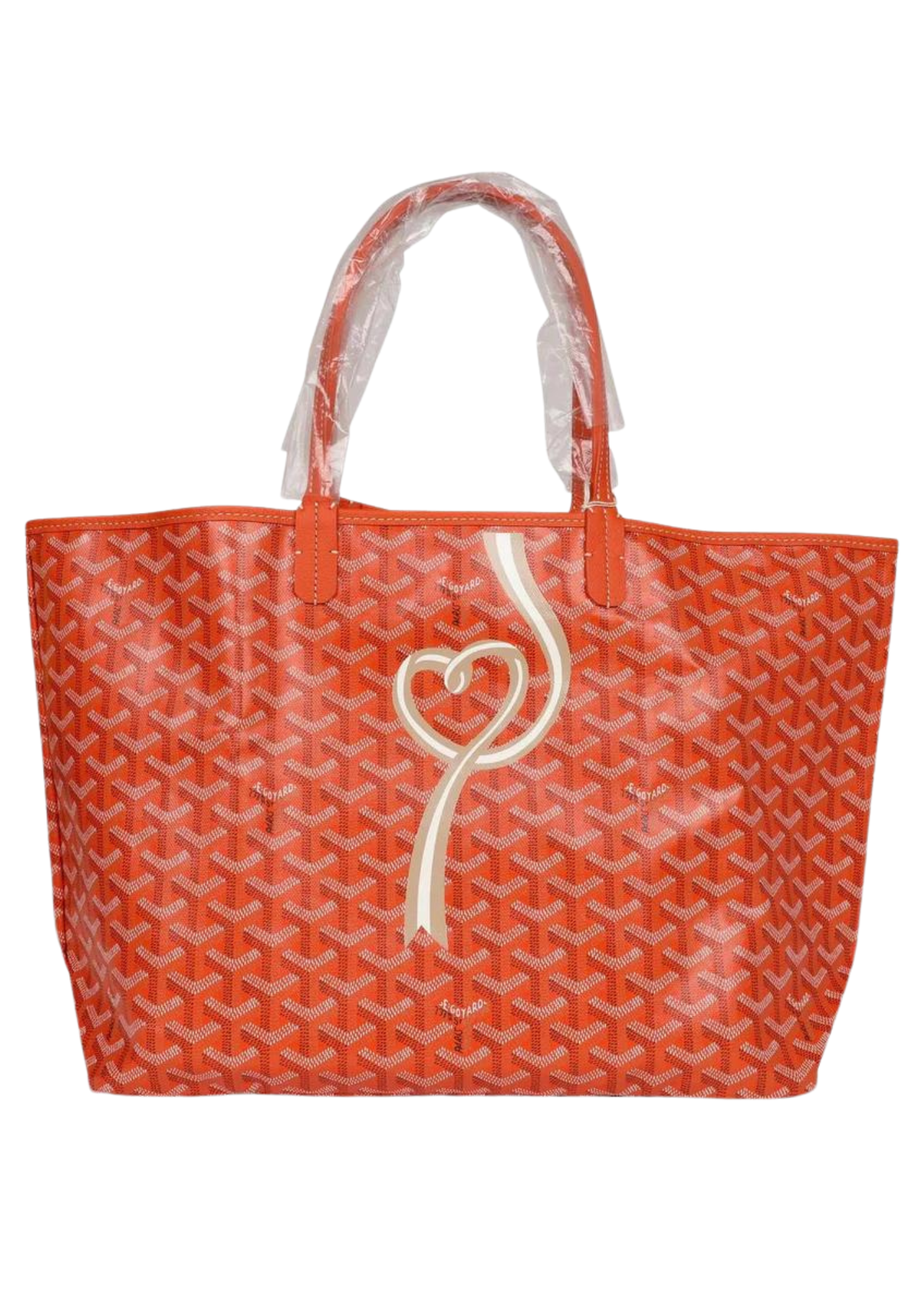 Goyard Goyardine Orange Hand-Painted Coeur Ruban St. Louis PM Tote Bag Palladium Hardware