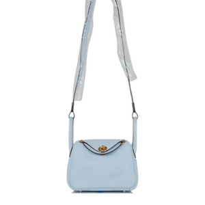 Hermès Mini Lindy Bleu Brume Swift Gold Hardware