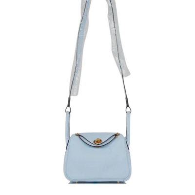 Hermès Mini Lindy Bleu Brume Swift Gold Hardware