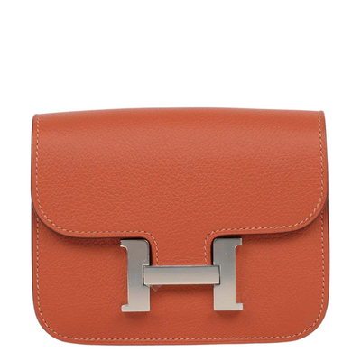 Hermès Constance Slim Wallet Brique Evercolor Palladium Hardware