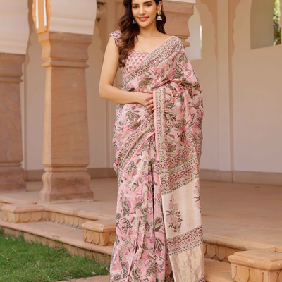 Aradhna Handblock Chanderi Saree