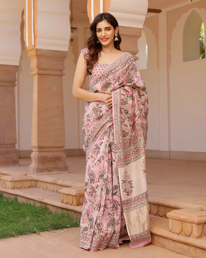 Aradhna Handblock Chanderi Saree