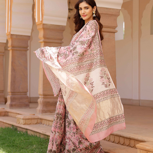Aradhna Handblock Chanderi Saree