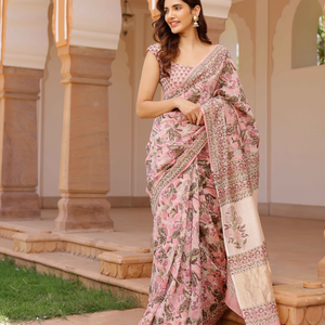 Aradhna Handblock Chanderi Saree