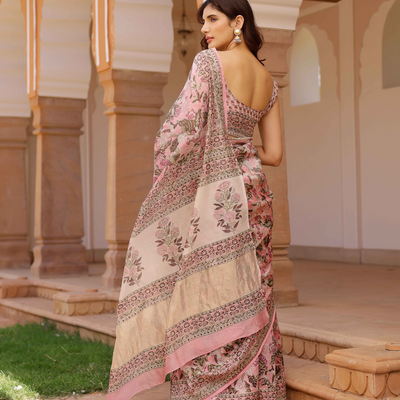 Aradhna Handblock Chanderi Saree